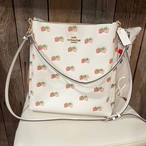 Coach White Bag with Strawberry Design
